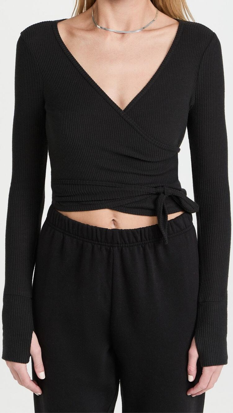 Spiritual Gangster Reversible Ballet Rib Wrap Top - XS